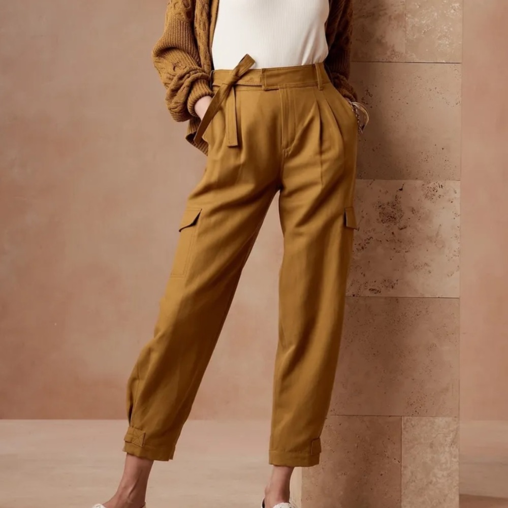 BANANA REPUBLIC Tencel-Linen Cargo Pant - Size 12 Bronze